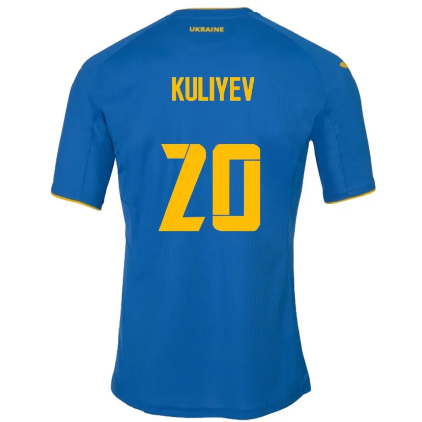 Danxen Mujer Camiseta Ucrania Eldar Kuliyev #20 Azul 2ª Equipación 24-26 La Camisa