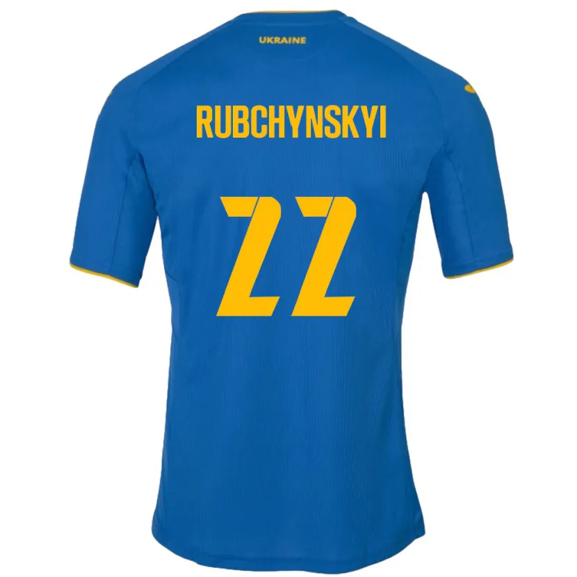 Danxen Mujer Camiseta Ucrania Valentyn Rubchynskyi #22 Azul 2ª Equipación 24-26 La Camisa