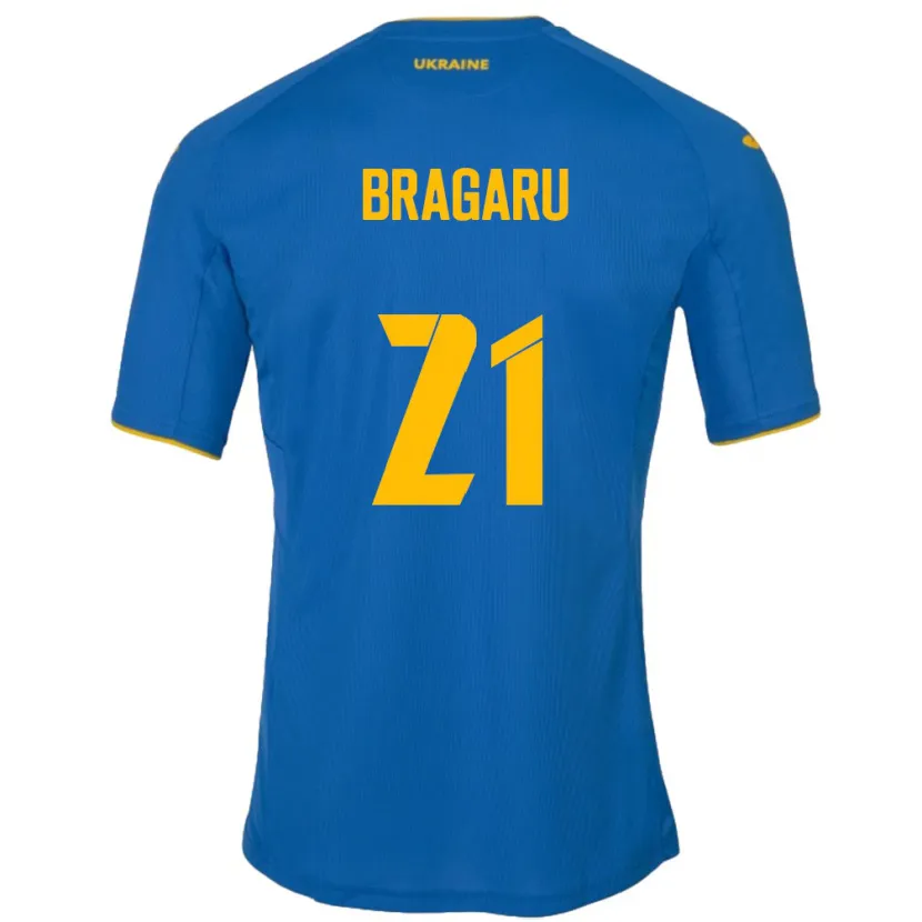 Danxen Mujer Camiseta Ucrania Maksym Bragaru #21 Azul 2ª Equipación 24-26 La Camisa