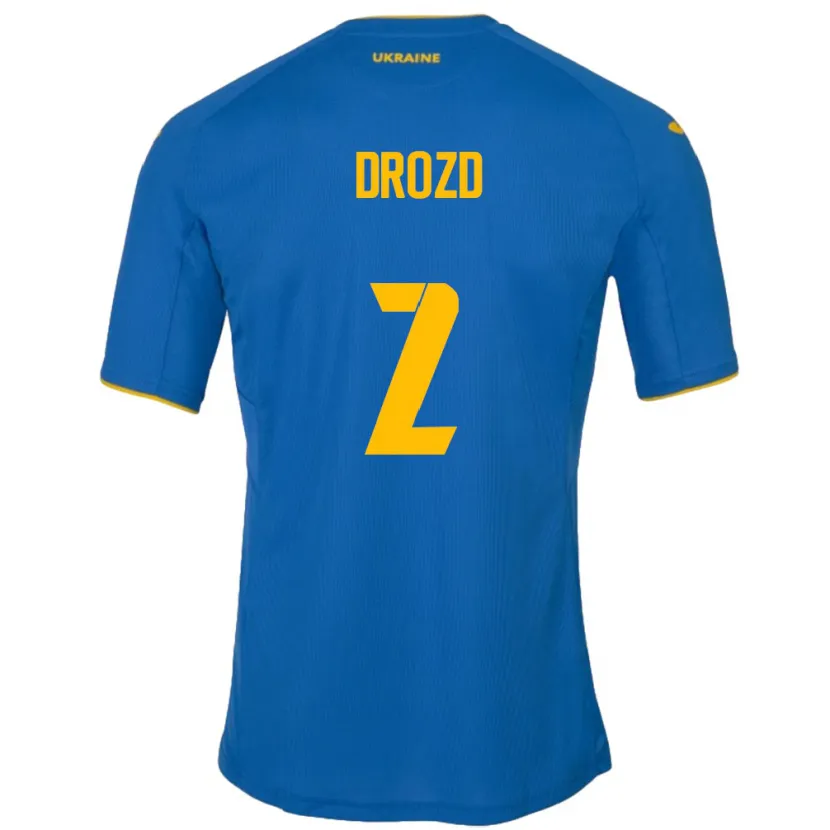 Danxen Mujer Camiseta Ucrania Anton Drozd #2 Azul 2ª Equipación 24-26 La Camisa