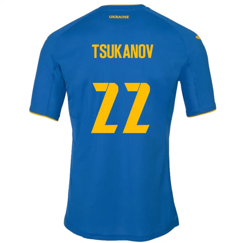 Danxen Mujer Camiseta Ucrania Viktor Tsukanov #22 Azul 2ª Equipación 24-26 La Camisa