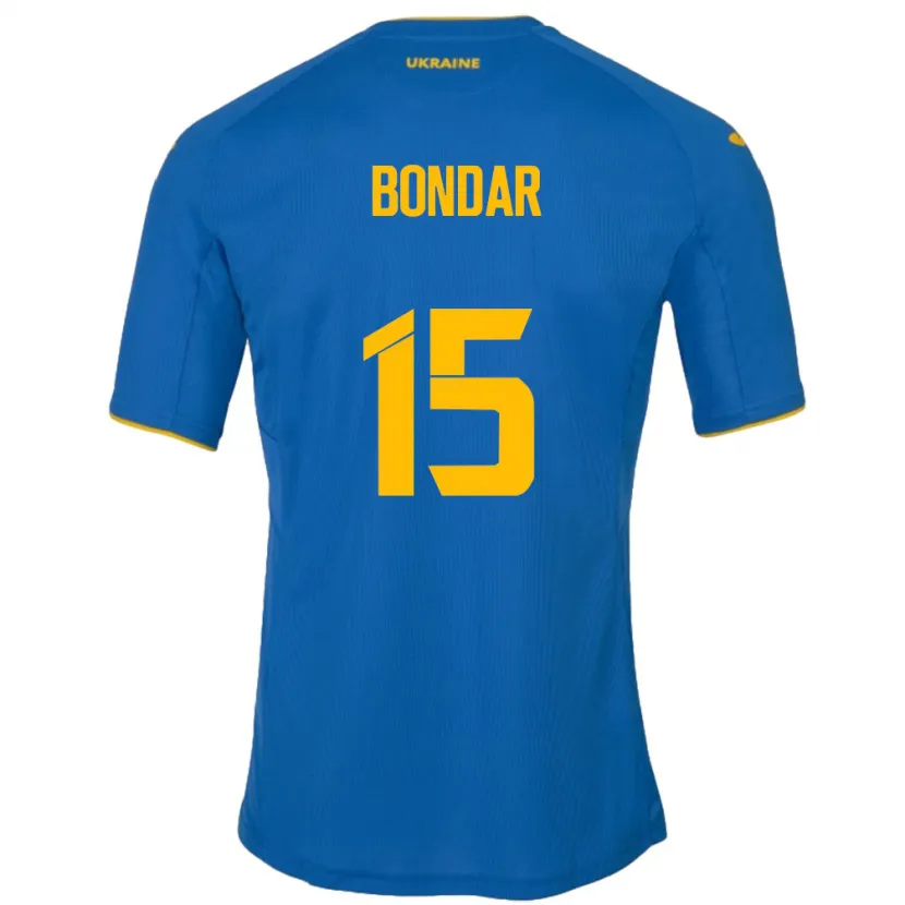 Danxen Mujer Camiseta Ucrania Nazar Bondar #15 Azul 2ª Equipación 24-26 La Camisa