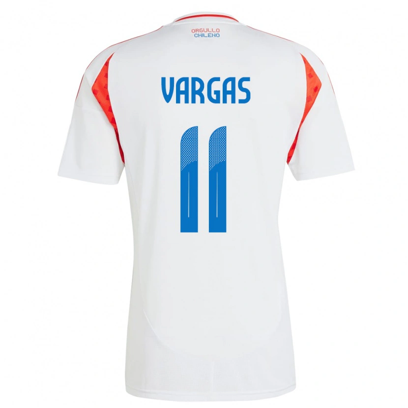 Danxen Mujer Camiseta Chile Eduardo Vargas #11 Blanco 2ª Equipación 24-26 La Camisa