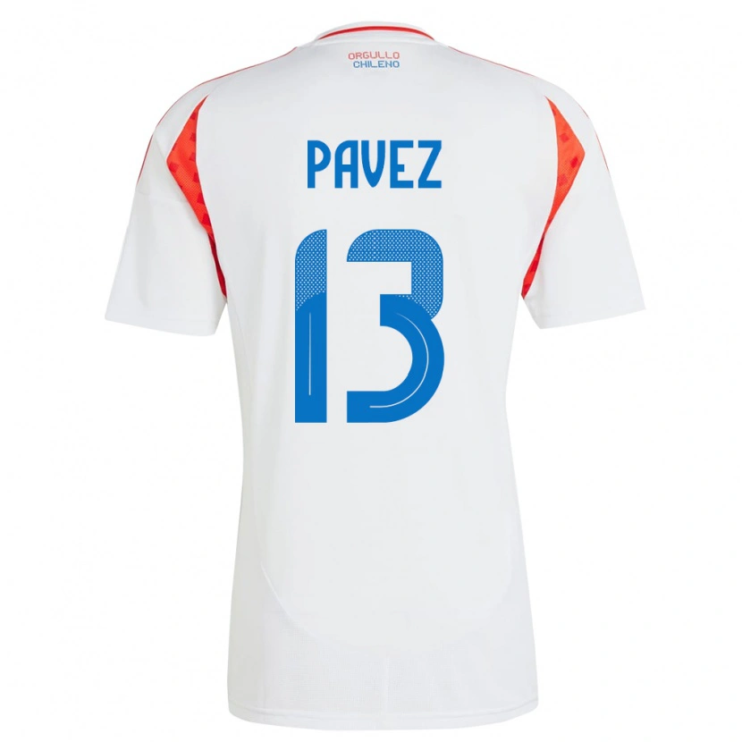 Danxen Mujer Camiseta Chile Esteban Pavez #17 Blanco 2ª Equipación 24-26 La Camisa