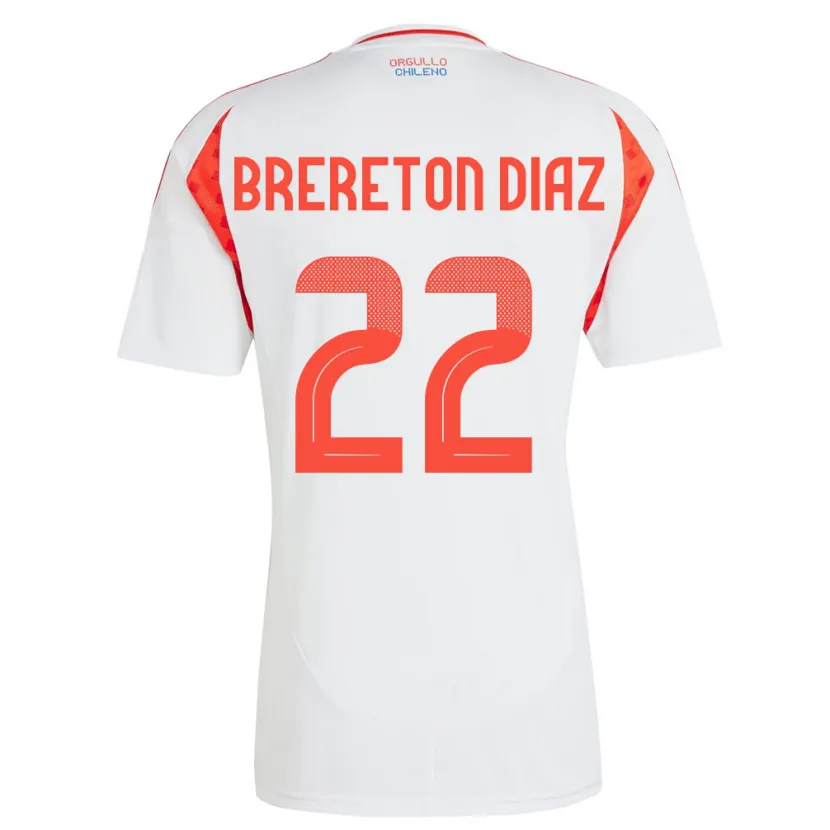 Danxen Mujer Camiseta Chile Ben Brereton Díaz #22 Blanco 2ª Equipación 24-26 La Camisa
