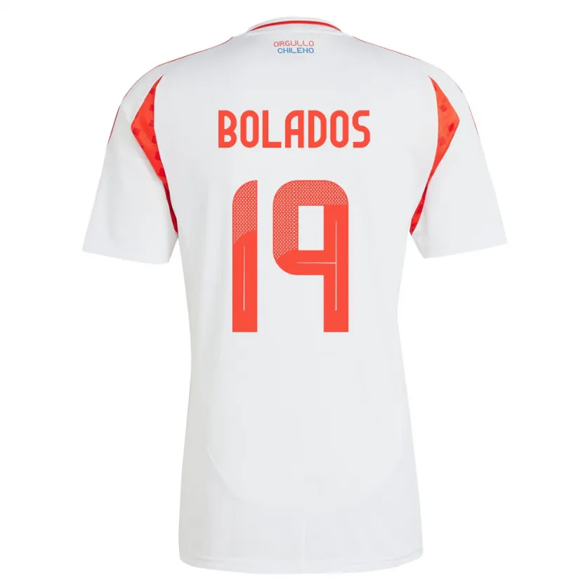 Danxen Mujer Camiseta Chile Marcos Bolados #19 Blanco 2ª Equipación 24-26 La Camisa