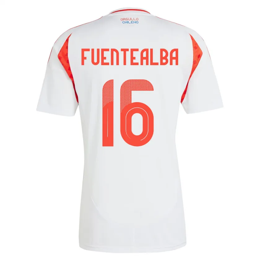 Danxen Mujer Camiseta Chile Jeison Fuentealba #16 Blanco 2ª Equipación 24-26 La Camisa