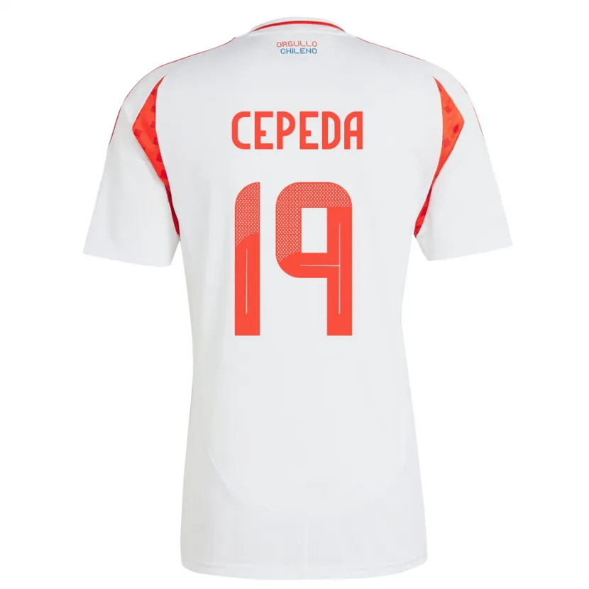 Danxen Mujer Camiseta Chile Lucas Cepeda #19 Blanco 2ª Equipación 24-26 La Camisa