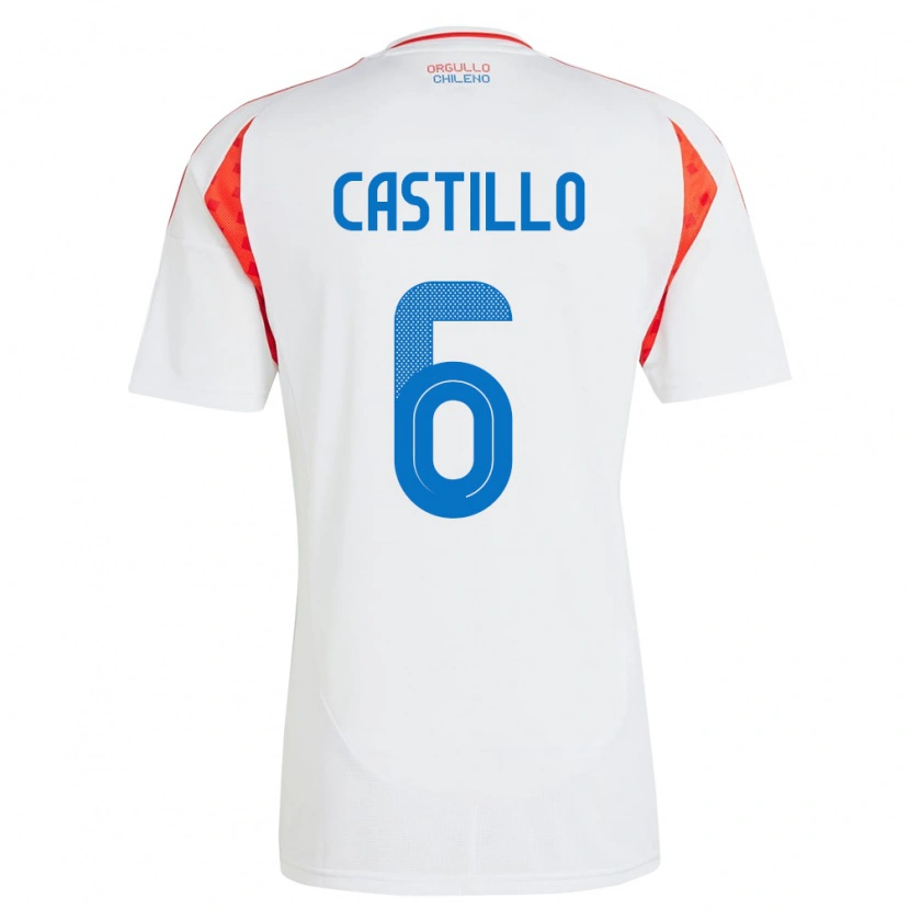 Danxen Mujer Camiseta Chile Cristóbal Castillo #6 Blanco 2ª Equipación 24-26 La Camisa