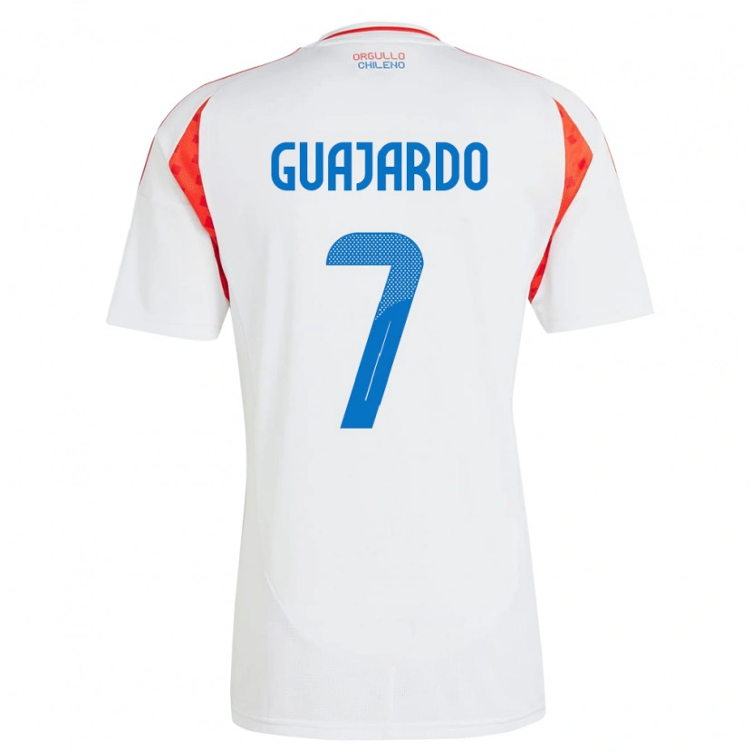 Danxen Mujer Camiseta Chile Paolo Guajardo #7 Blanco 2ª Equipación 24-26 La Camisa