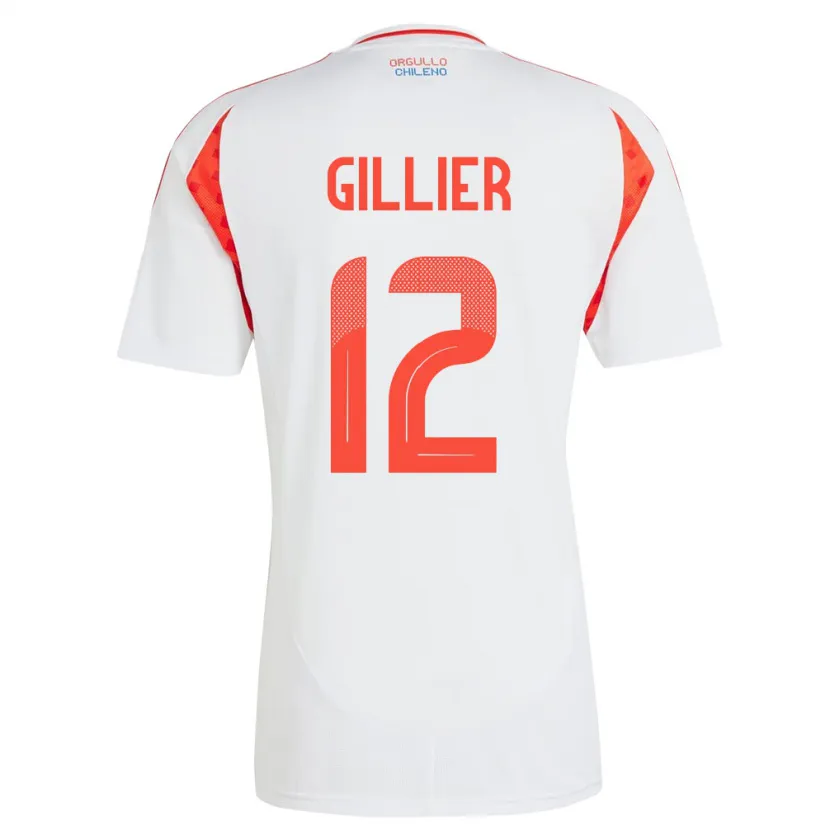 Danxen Mujer Camiseta Chile Thomas Gillier #12 Blanco 2ª Equipación 24-26 La Camisa