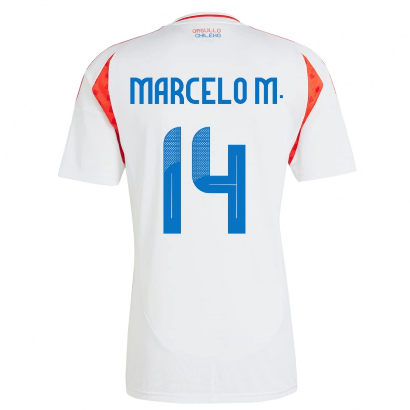 Danxen Mujer Camiseta Chile Marcelo Morales #14 Blanco 2ª Equipación 24-26 La Camisa