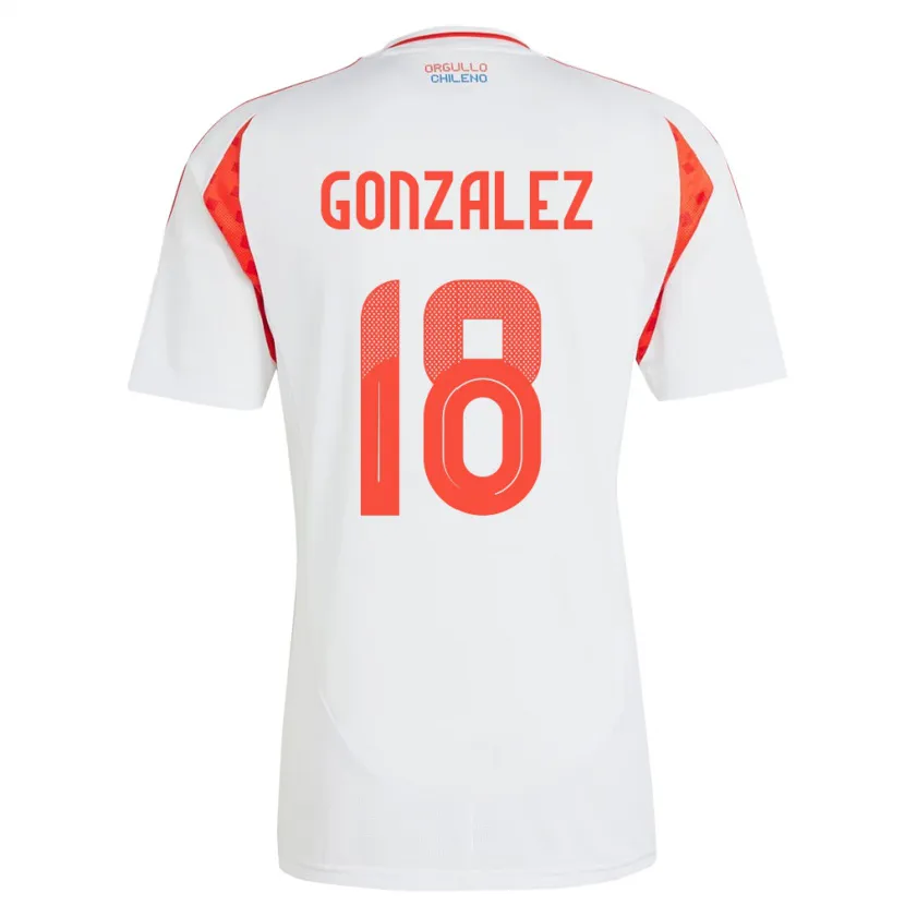 Danxen Mujer Camiseta Chile Bryan González #18 Blanco 2ª Equipación 24-26 La Camisa