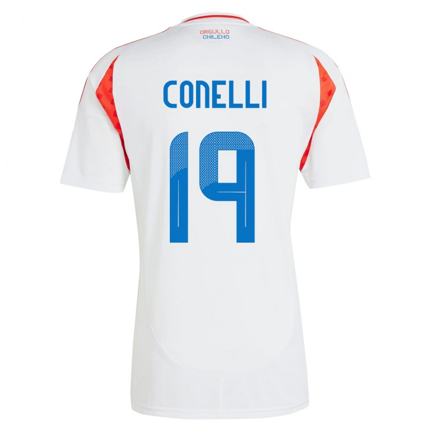 Danxen Mujer Camiseta Chile Vicente Conelli #19 Blanco 2ª Equipación 24-26 La Camisa