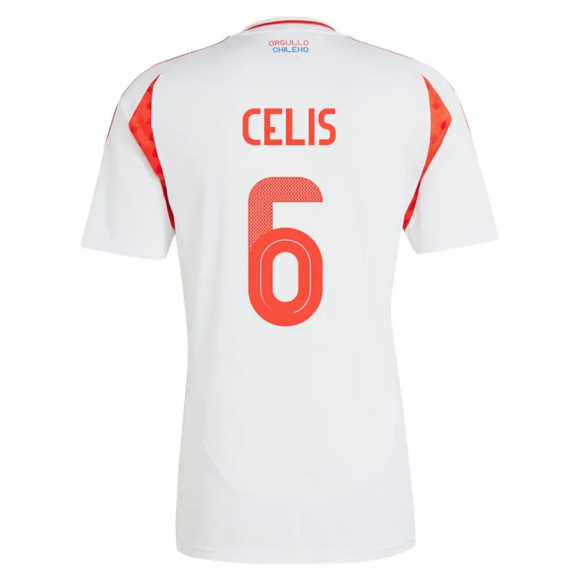 Danxen Mujer Camiseta Chile Milovan Celis #6 Blanco 2ª Equipación 24-26 La Camisa
