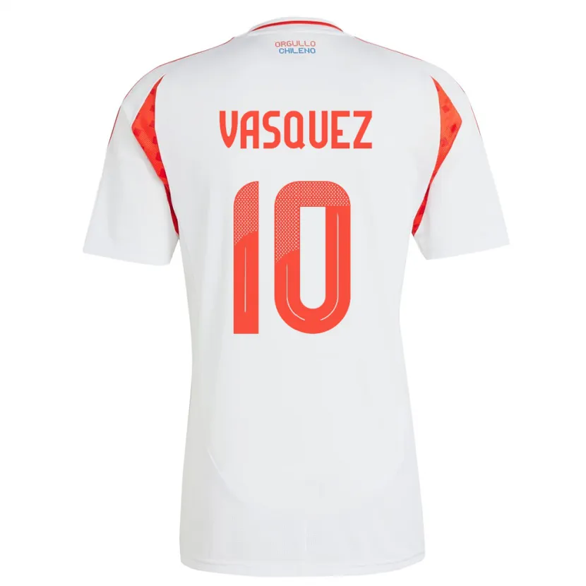 Danxen Mujer Camiseta Chile Ignacio Vásquez #10 Blanco 2ª Equipación 24-26 La Camisa