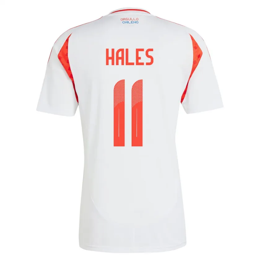 Danxen Mujer Camiseta Chile Alejandro Hales #11 Blanco 2ª Equipación 24-26 La Camisa