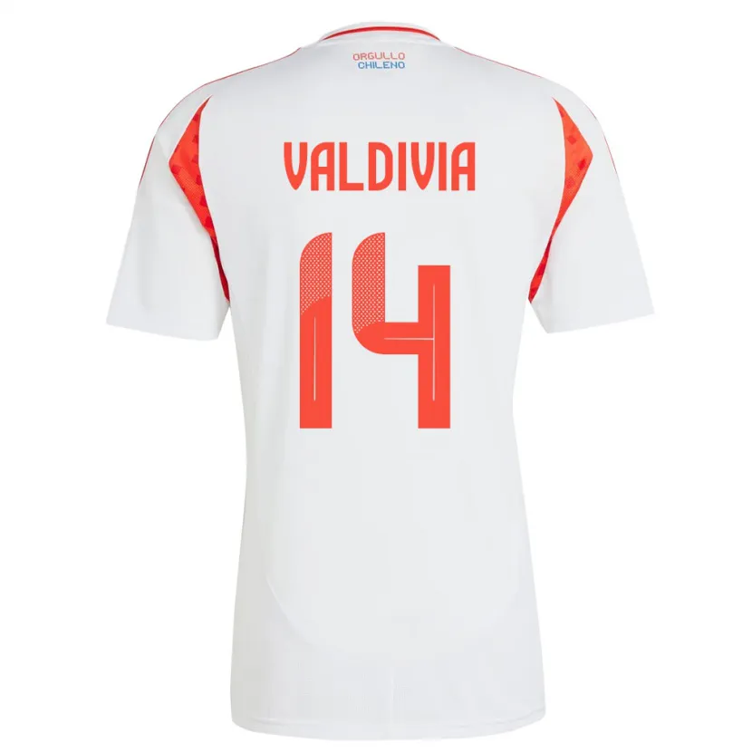 Danxen Mujer Camiseta Chile Felipe Valdivia #14 Blanco 2ª Equipación 24-26 La Camisa