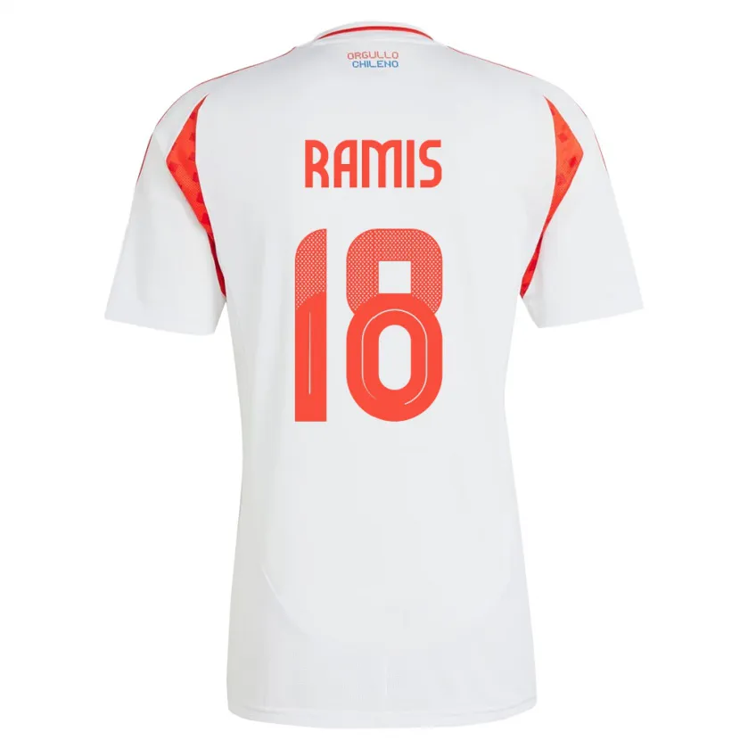 Danxen Mujer Camiseta Chile Oliver Ramis #18 Blanco 2ª Equipación 24-26 La Camisa