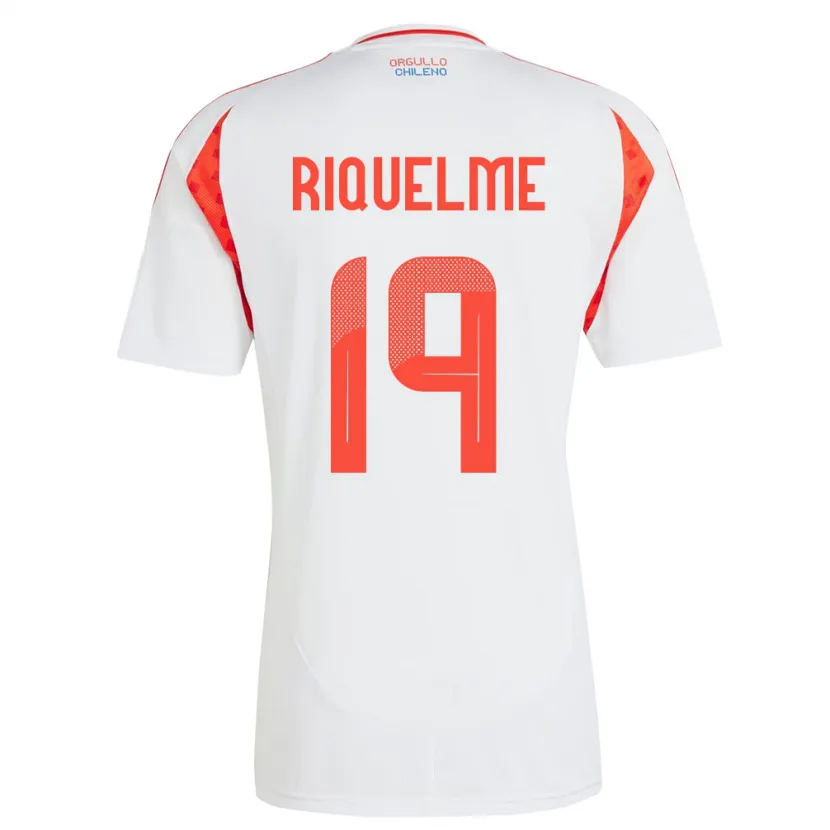 Danxen Mujer Camiseta Chile Benjamín Riquelme #19 Blanco 2ª Equipación 24-26 La Camisa