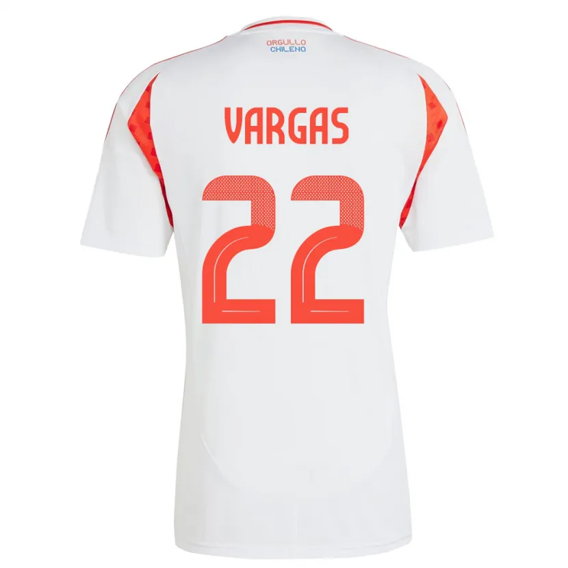 Danxen Mujer Camiseta Chile Diego Vargas #22 Blanco 2ª Equipación 24-26 La Camisa