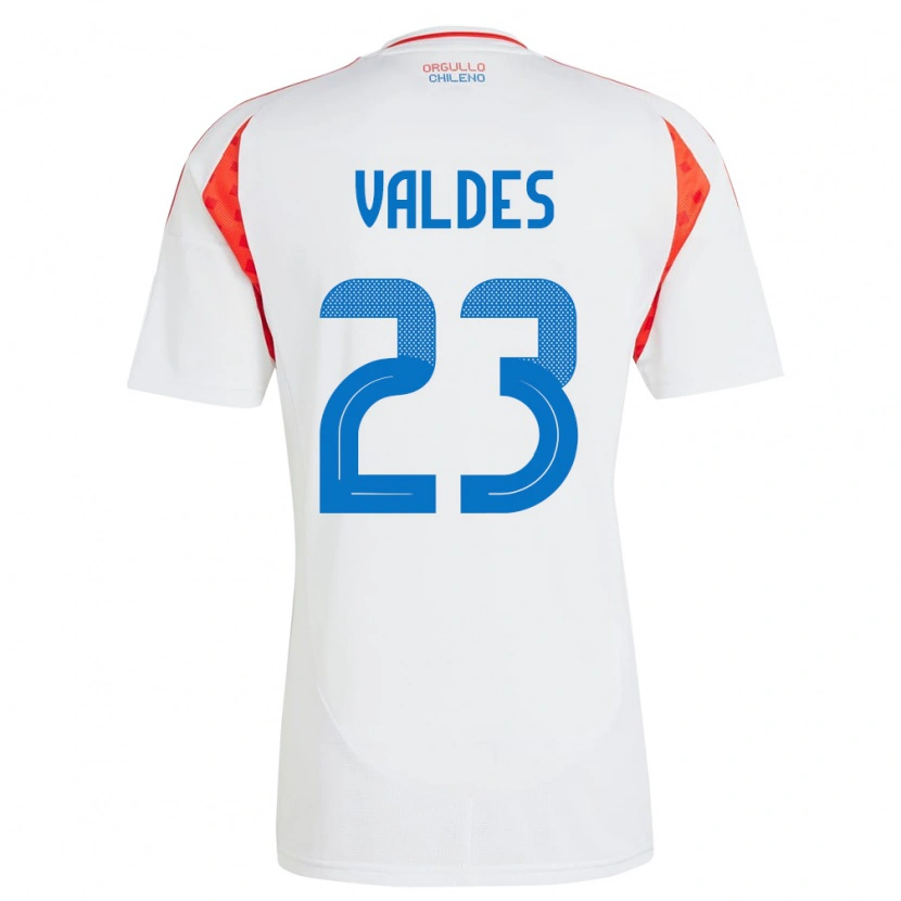 Danxen Mujer Camiseta Chile Francisco Valdés #23 Blanco 2ª Equipación 24-26 La Camisa