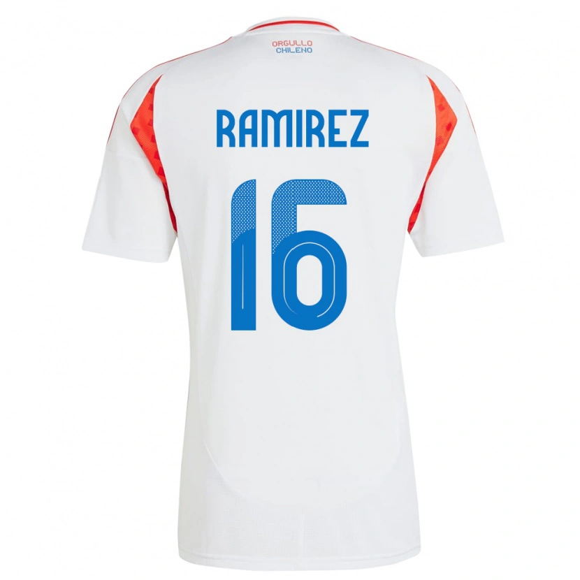 Danxen Mujer Camiseta Chile Vicente Ramírez #16 Blanco 2ª Equipación 24-26 La Camisa