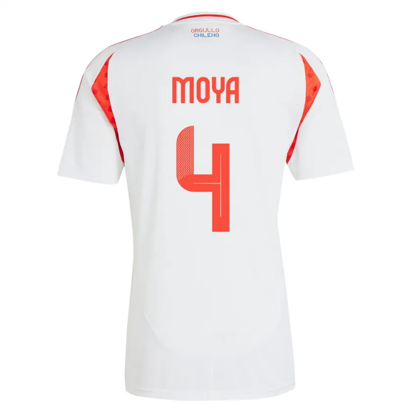 Danxen Mujer Camiseta Chile Matías Moya #4 Blanco 2ª Equipación 24-26 La Camisa