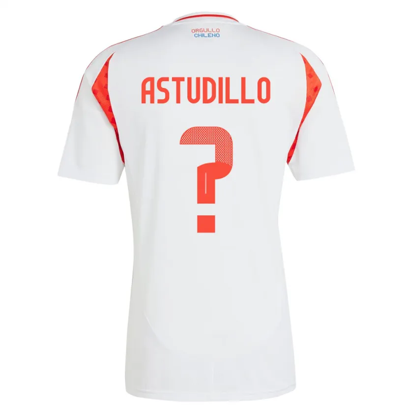 Danxen Mujer Camiseta Chile Jerall Astudillo #0 Blanco 2ª Equipación 24-26 La Camisa