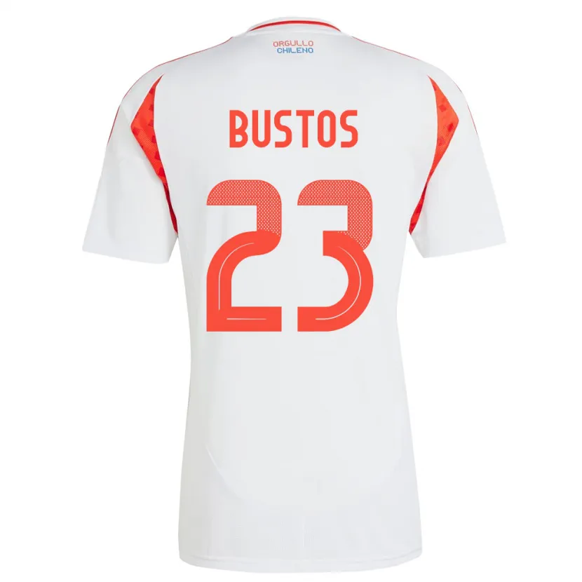 Danxen Mujer Camiseta Chile Ignacia Bustos #23 Blanco 2ª Equipación 24-26 La Camisa