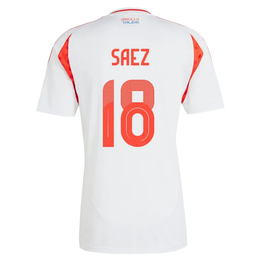 Danxen Mujer Camiseta Chile Camila Sáez #18 Blanco 2ª Equipación 24-26 La Camisa