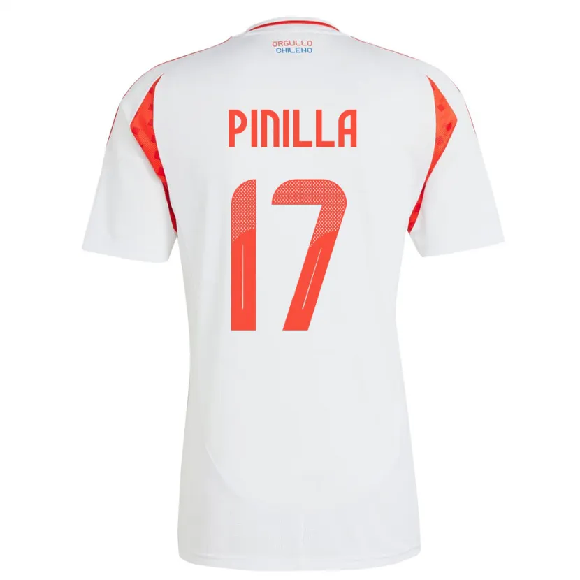 Danxen Mujer Camiseta Chile Fernanda Pinilla #17 Blanco 2ª Equipación 24-26 La Camisa