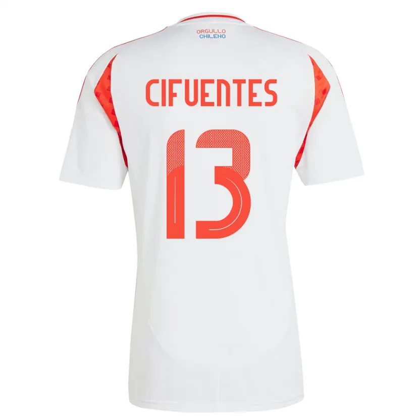 Danxen Mujer Camiseta Chile Anaís Cifuentes #13 Blanco 2ª Equipación 24-26 La Camisa