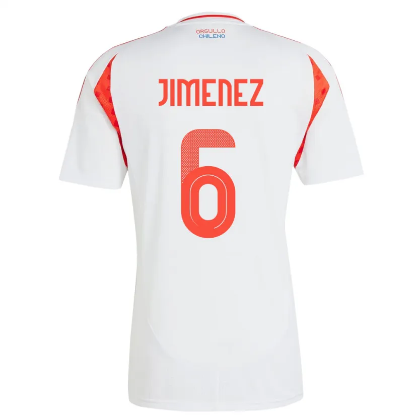 Danxen Mujer Camiseta Chile Yastin Jiménez #6 Blanco 2ª Equipación 24-26 La Camisa