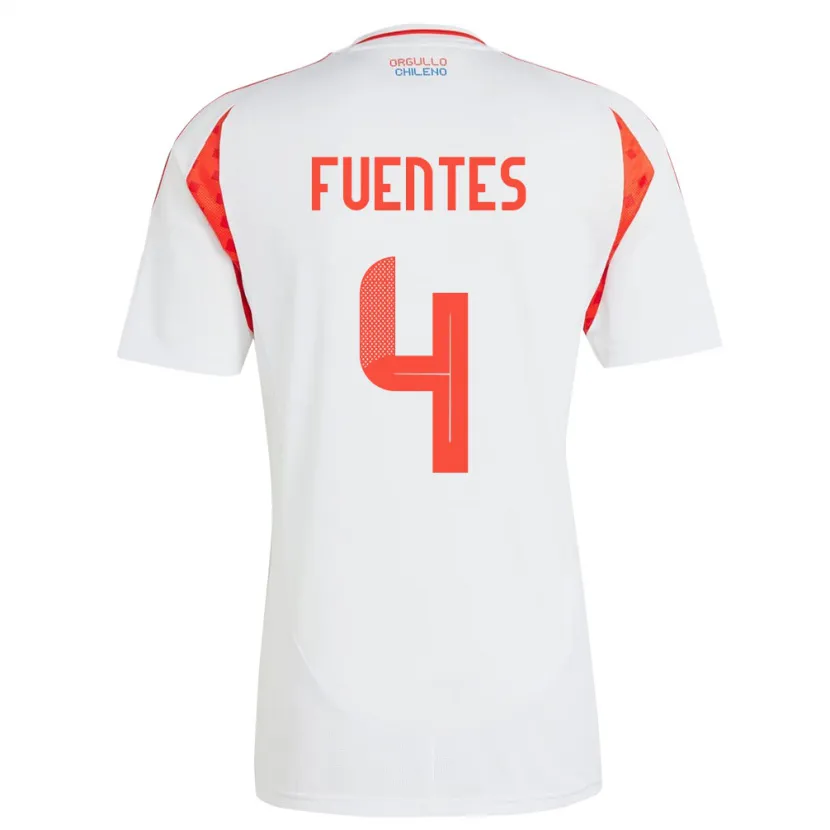 Danxen Mujer Camiseta Chile Karen Fuentes #4 Blanco 2ª Equipación 24-26 La Camisa