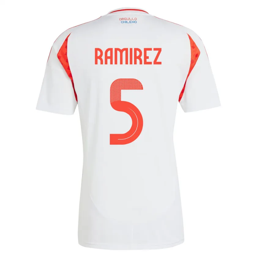 Danxen Mujer Camiseta Chile Fernanda Ramírez #5 Blanco 2ª Equipación 24-26 La Camisa