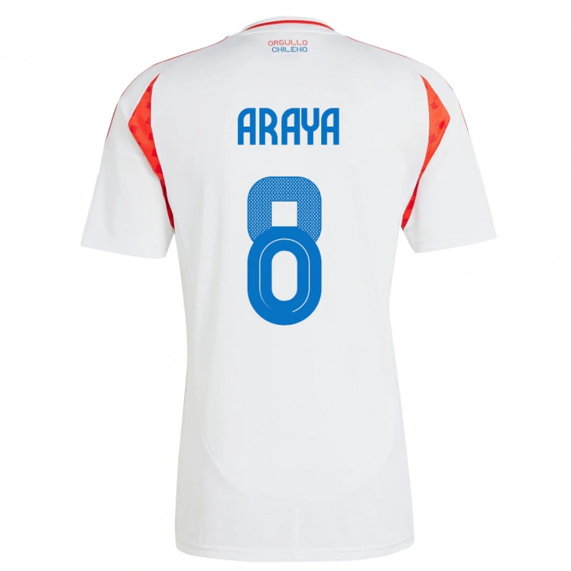 Danxen Mujer Camiseta Chile Karen Araya #8 Blanco 2ª Equipación 24-26 La Camisa