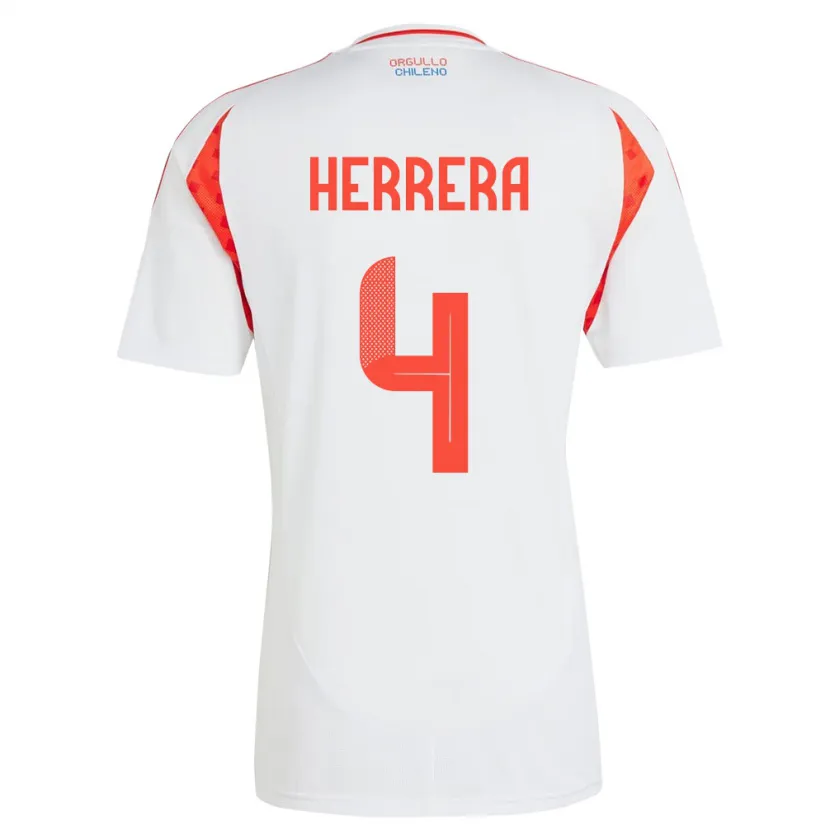 Danxen Mujer Camiseta Chile Claudia Herrera #4 Blanco 2ª Equipación 24-26 La Camisa