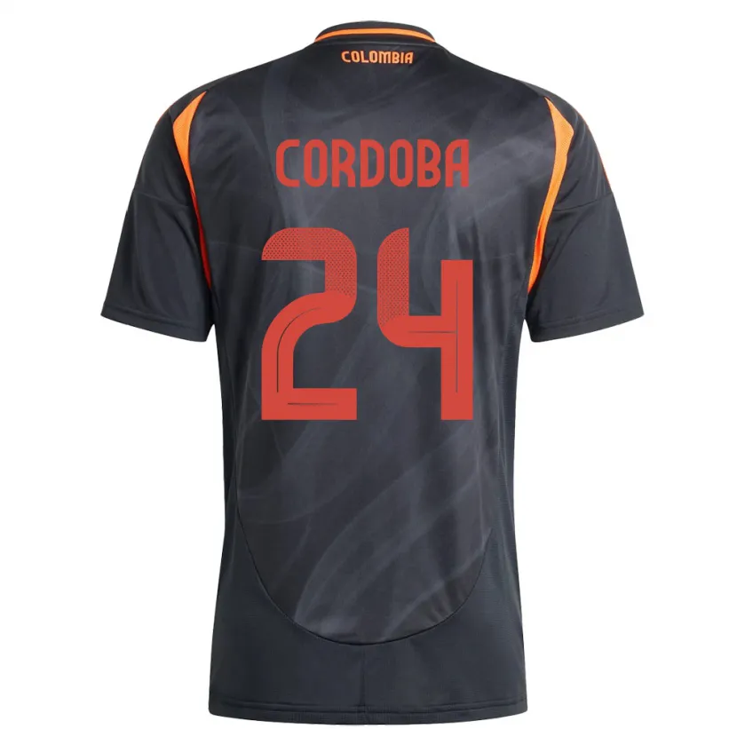 Danxen Mujer Camiseta Colombia Jhon Córdoba #24 Negro 2ª Equipación 24-26 La Camisa