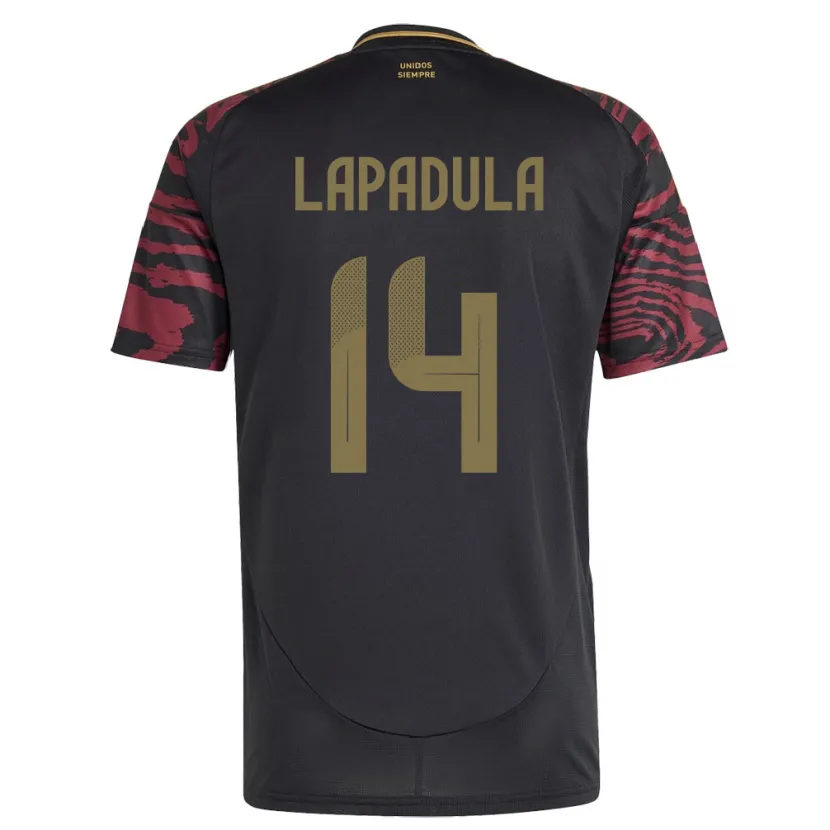 Danxen Mujer Camiseta Perú Gianluca Lapadula #14 Negro 2ª Equipación 24-26 La Camisa