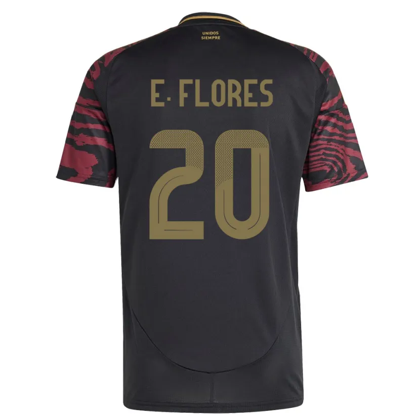 Danxen Mujer Camiseta Perú Edison Flores #20 Negro 2ª Equipación 24-26 La Camisa