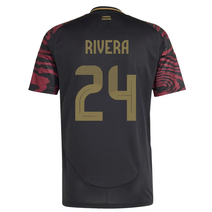 Danxen Mujer Camiseta Perú José Rivera #24 Negro 2ª Equipación 24-26 La Camisa