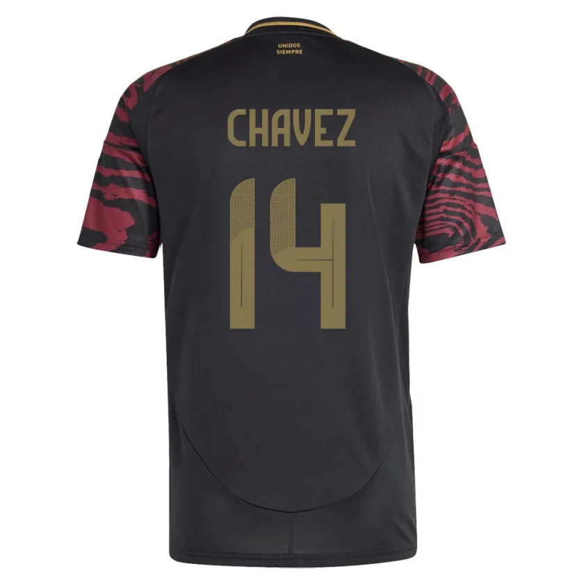 Danxen Mujer Camiseta Perú Felipe Chávez #14 Negro 2ª Equipación 24-26 La Camisa