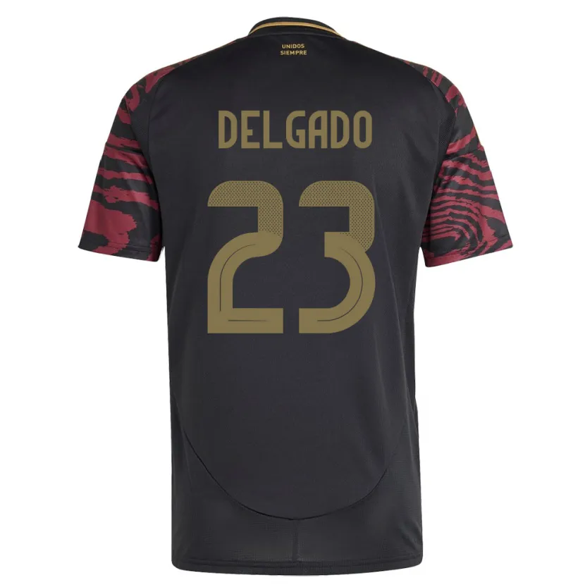 Danxen Mujer Camiseta Perú Valentino Delgado #23 Negro 2ª Equipación 24-26 La Camisa