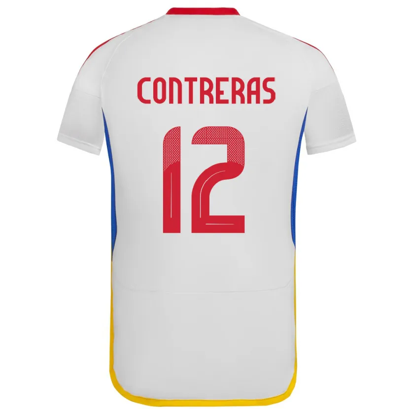 Danxen Mujer Camiseta Venezuela José Contreras #12 Blanco 2ª Equipación 24-26 La Camisa