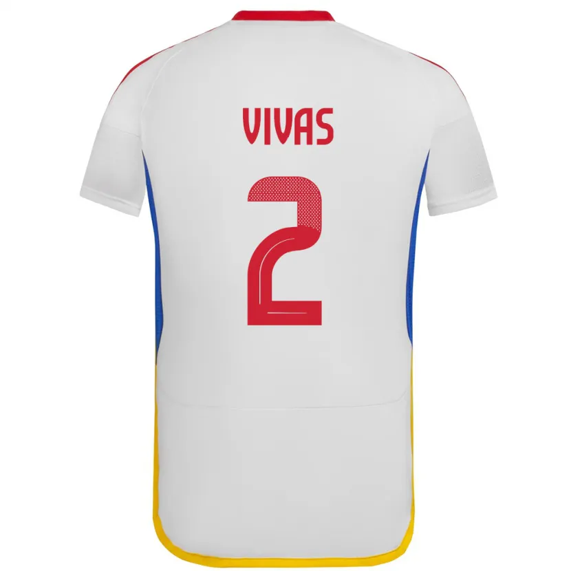 Danxen Mujer Camiseta Venezuela Carlos Vivas #2 Blanco 2ª Equipación 24-26 La Camisa
