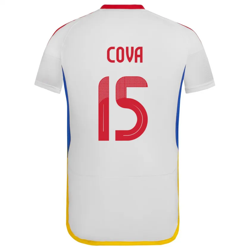 Danxen Mujer Camiseta Venezuela Adrián Cova #15 Blanco 2ª Equipación 24-26 La Camisa