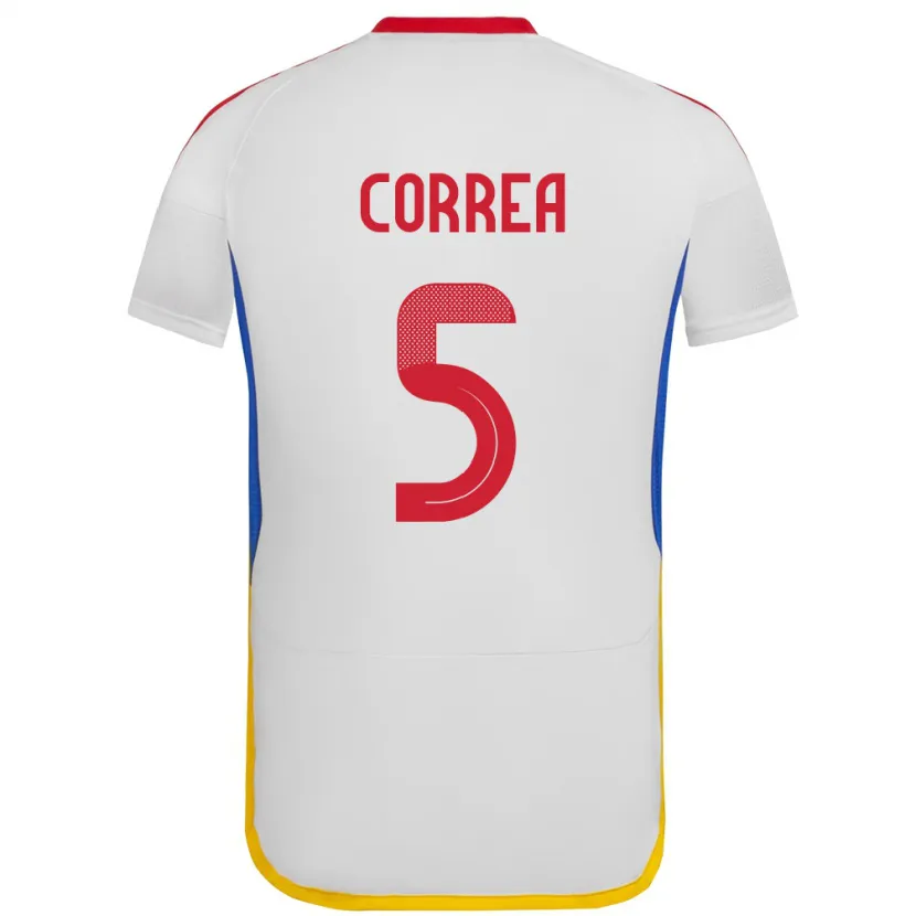 Danxen Mujer Camiseta Venezuela José Correa #5 Blanco 2ª Equipación 24-26 La Camisa