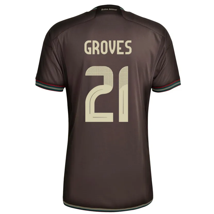 Danxen Mujer Camiseta Jamaica Isreala Groves #21 Marrón Noche 2ª Equipación 24-26 La Camisa