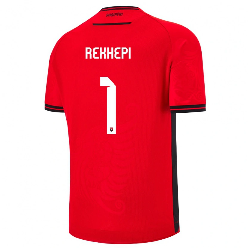 Danxen Niño Camiseta Albania Viona Rexhepi #1 Rojo Negro 1ª Equipación 26-28 La Camisa